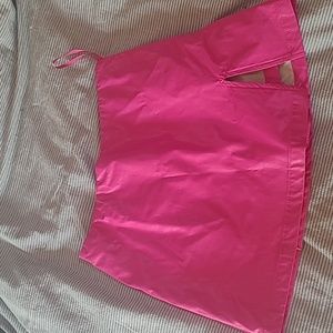 Hot pink faux leather mini skirt